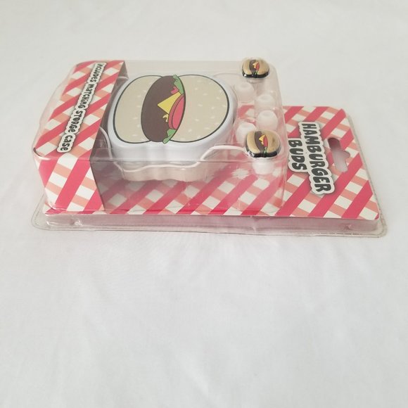 HOT TOPIC Fun Hamburger Ear Buds with Storage Case in it s Original Package RARE - Picture 5 of 10